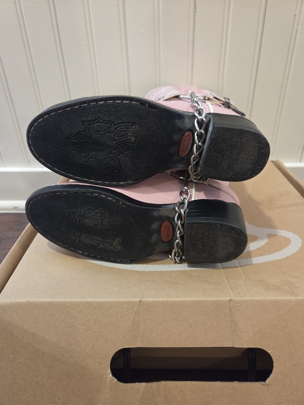 Durango Girls' Pink Western Studded Cowboy Boots, Size 11D - Picture 4 of 5